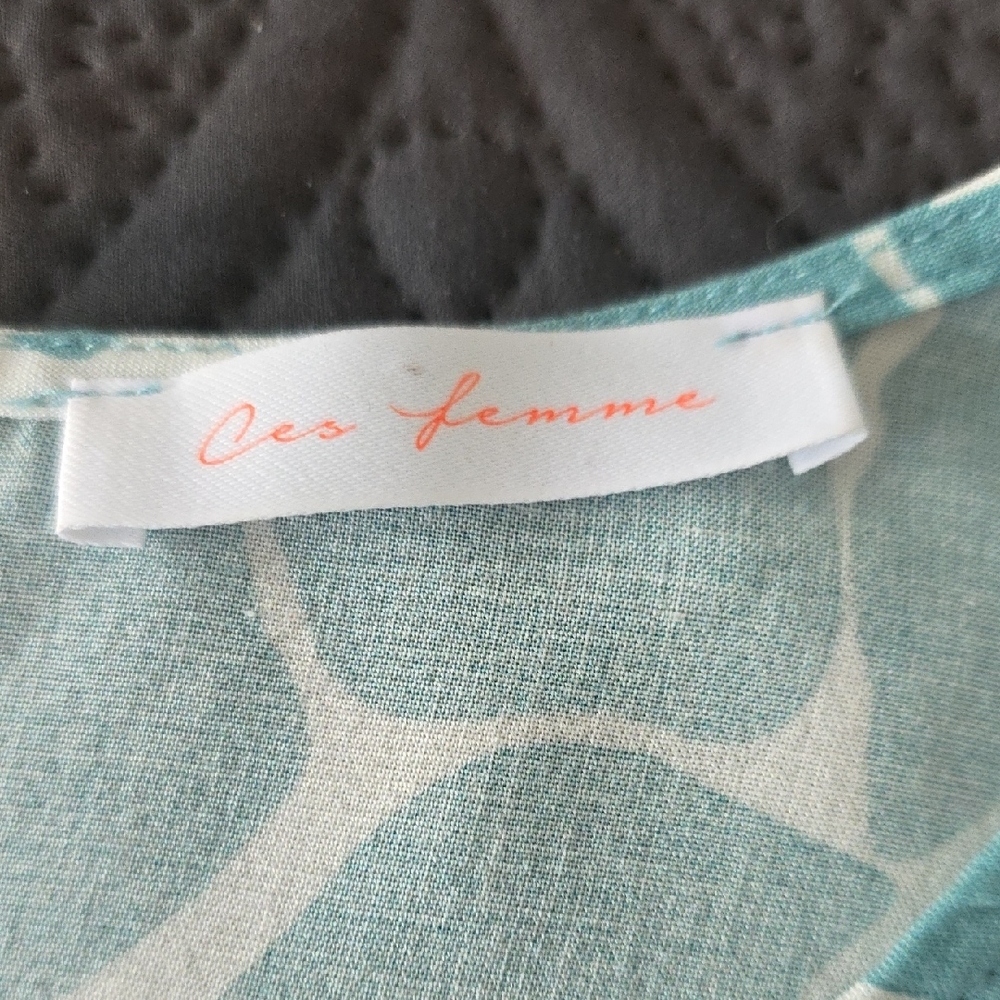 EUC Ces Femme Size Large Teal and White Maxi Dress - Picture 3 of 6